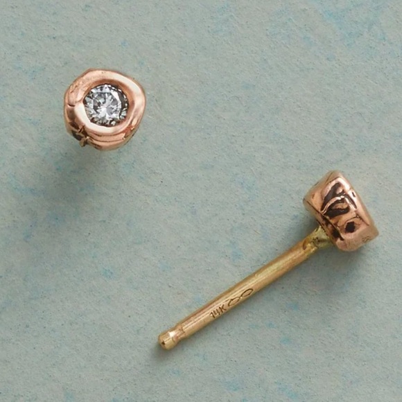 Jes MaHarry Rose Gold Diamond Stud Earrings. New in box. - Picture 5 of 5
